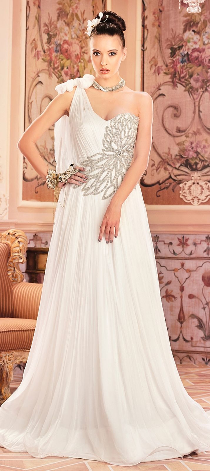 Chiffon Frock Long Frocks In White Colour 1507243: Designer, Party