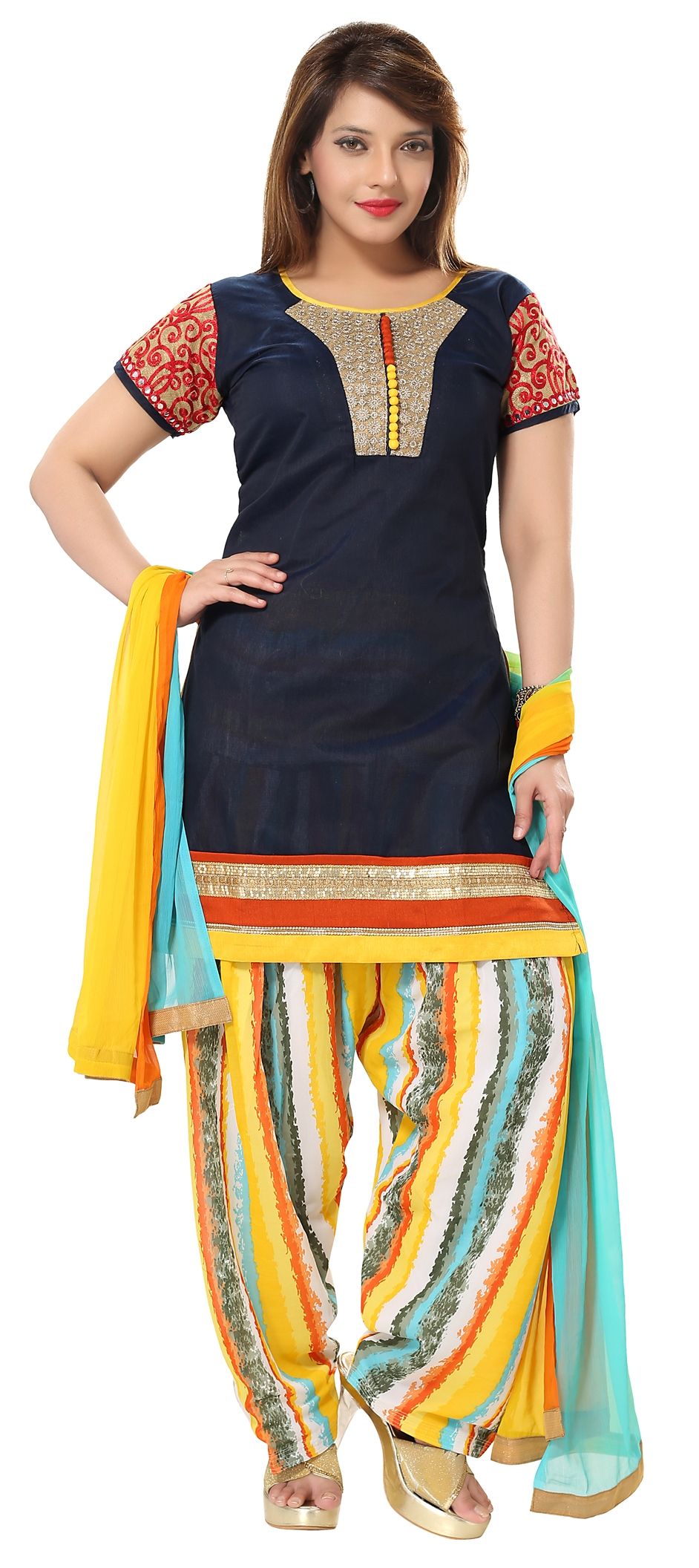 Party Wear Blue color Chanderi Silk fabric Salwar Kameez 1508865