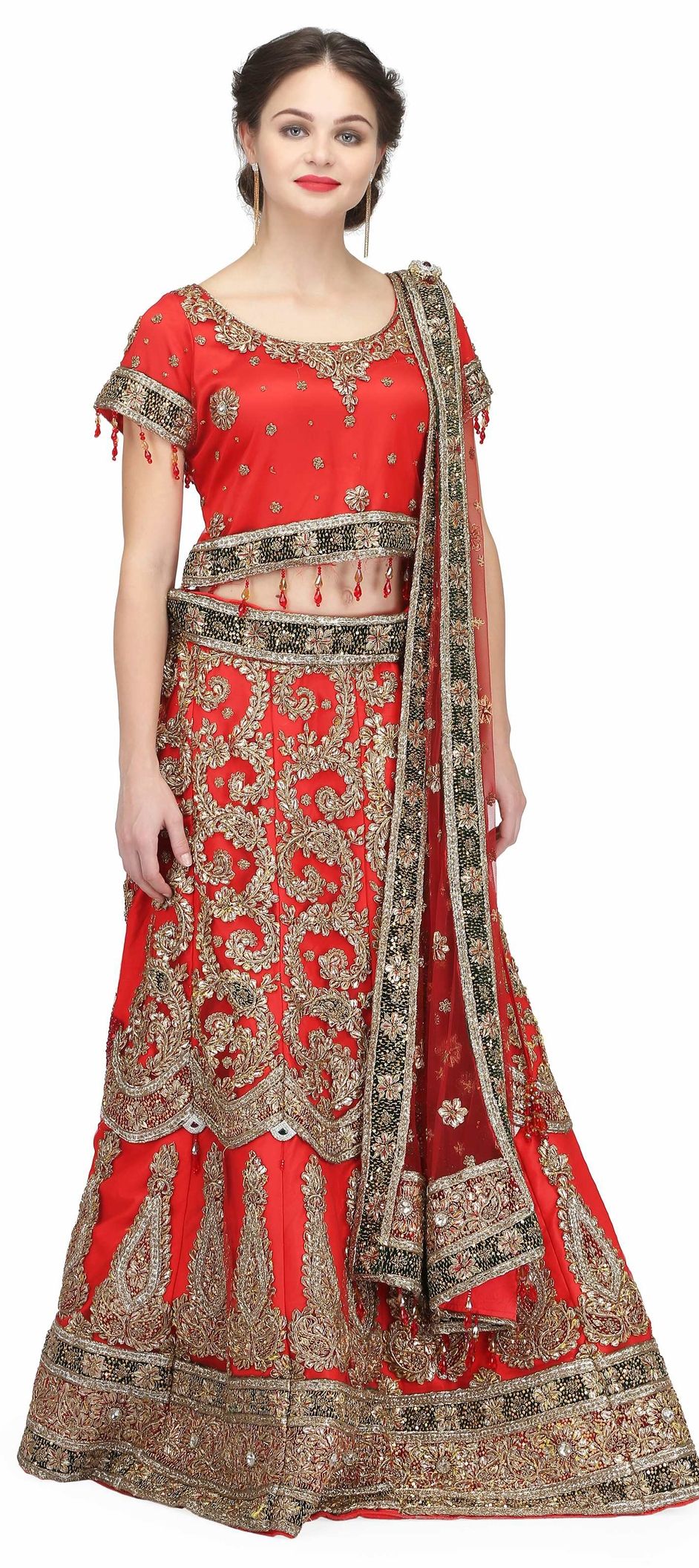 Raw Silk Multi-Color Bridal Lehenga