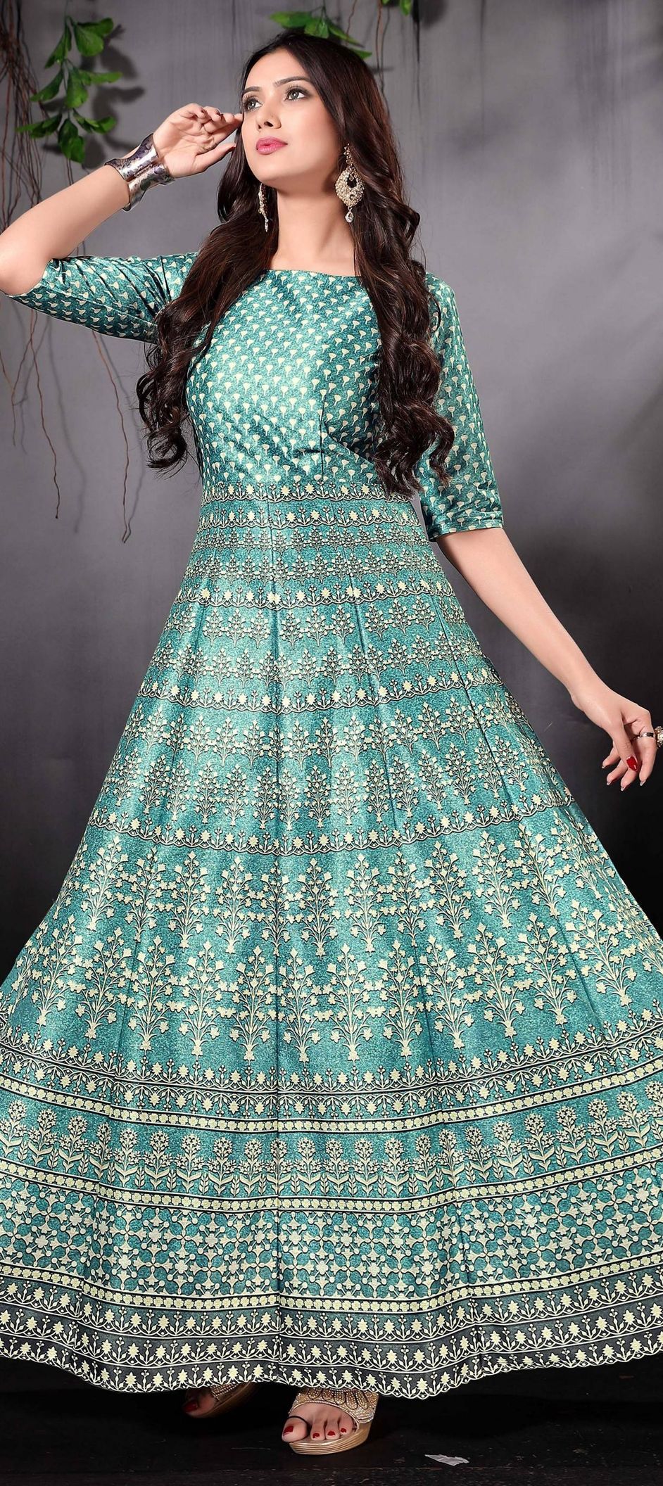 1509095: Party Wear Blue color Raw Silk fabric Gown