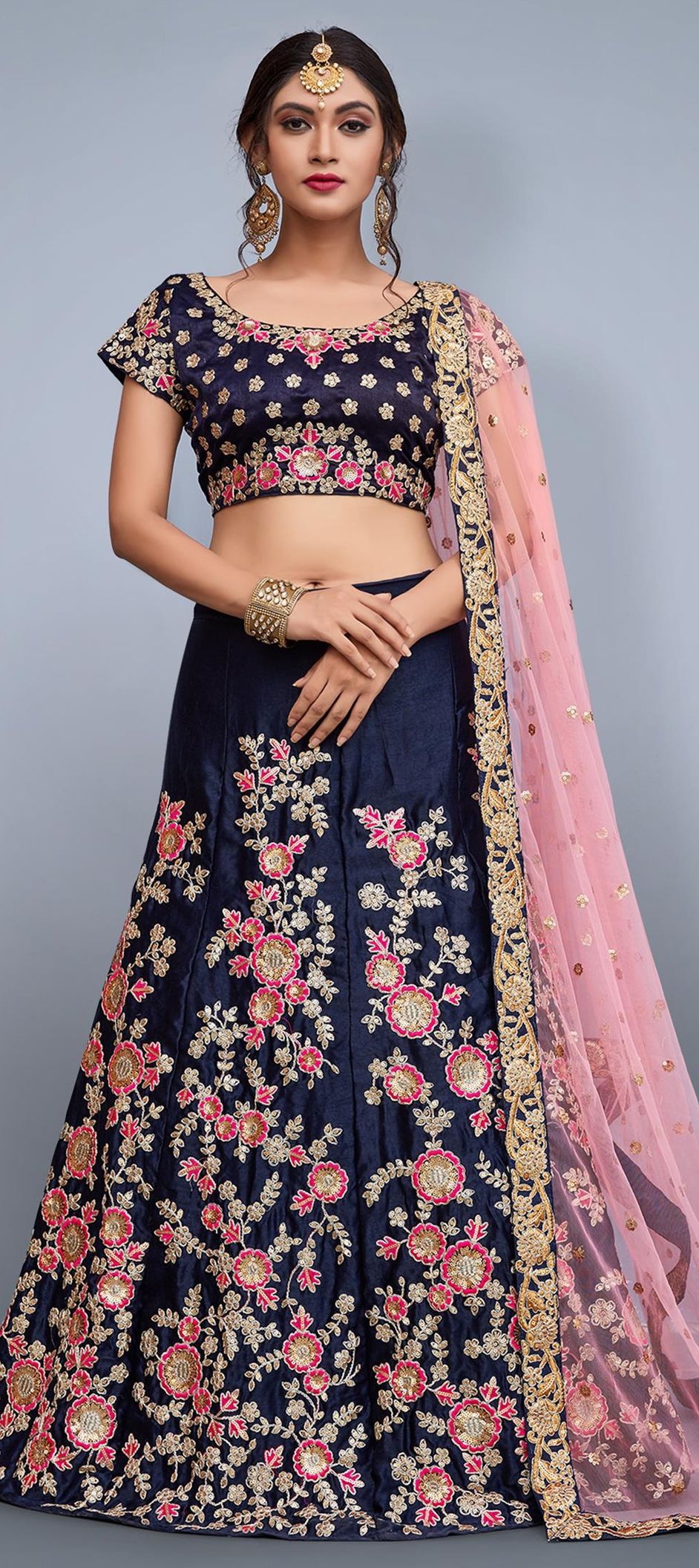 1510764 Wedding Blue color Art Silk fabric Lehenga