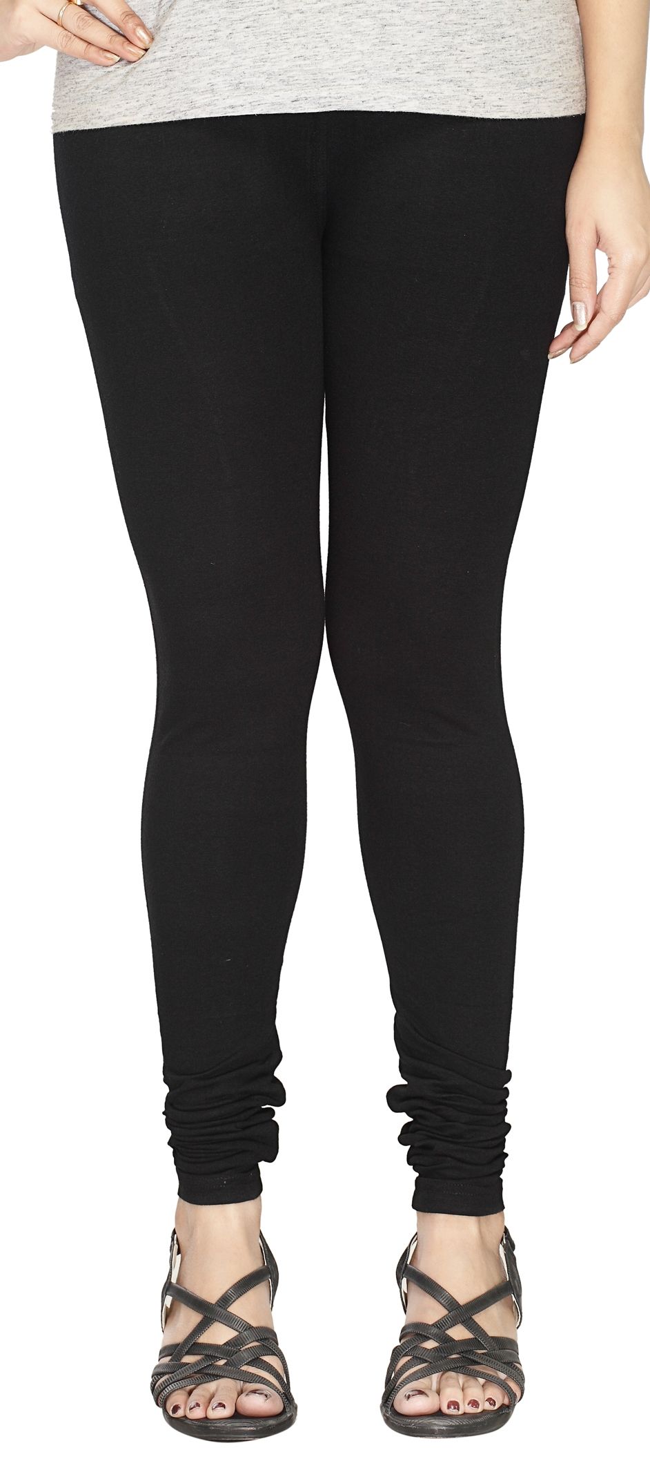 1518604 Casual Black and Grey color Cotton fabric Leggings