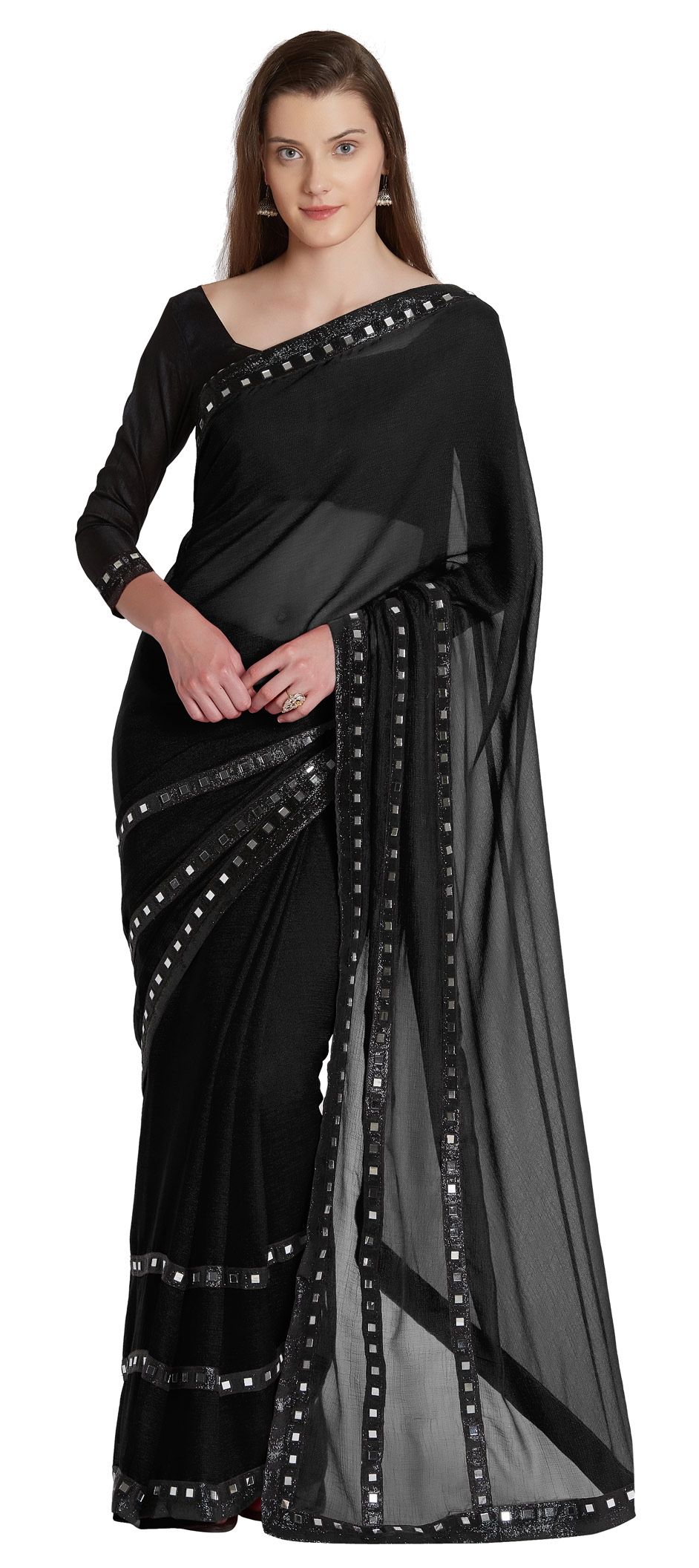 Fancy Fabric Dusty Grey Festive Party Designer Saree