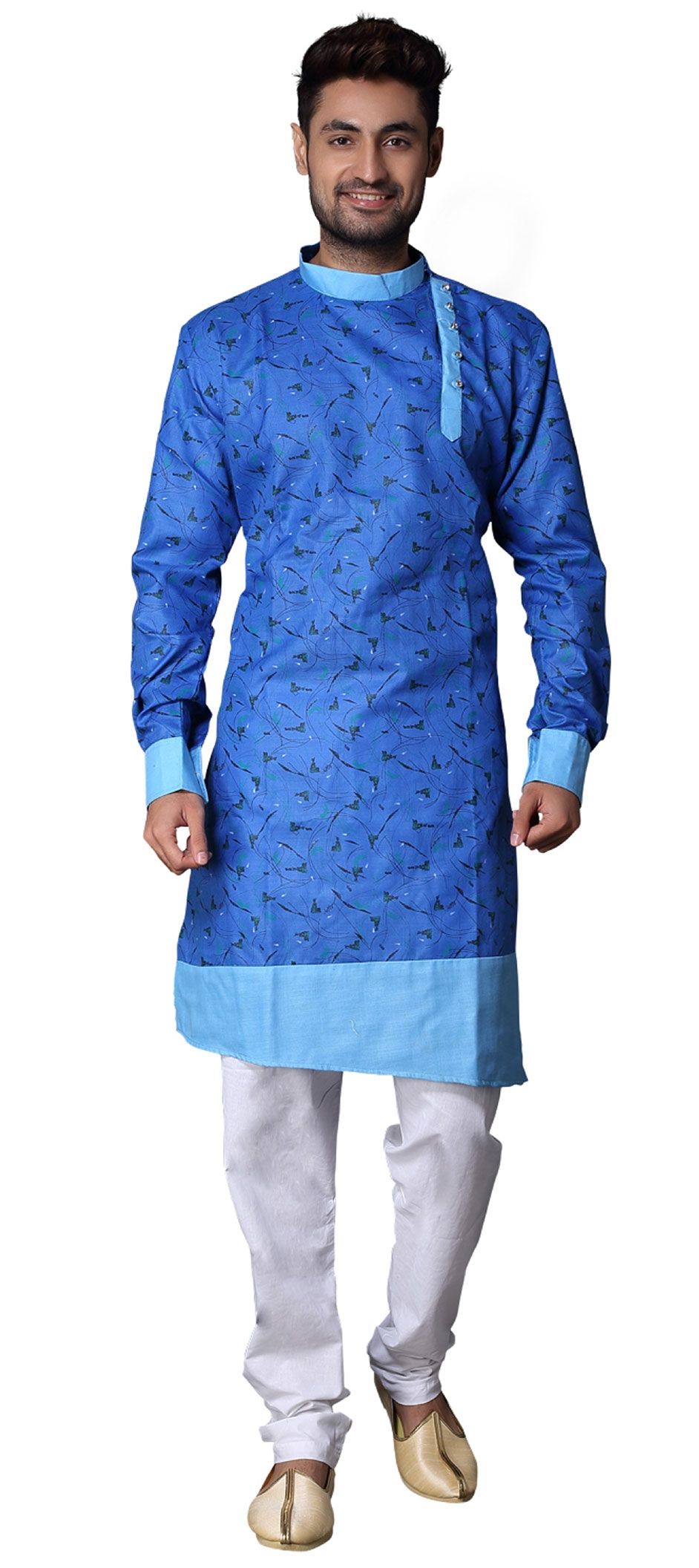 1524479 Blue color Cotton fabric Kurta Pyjamas