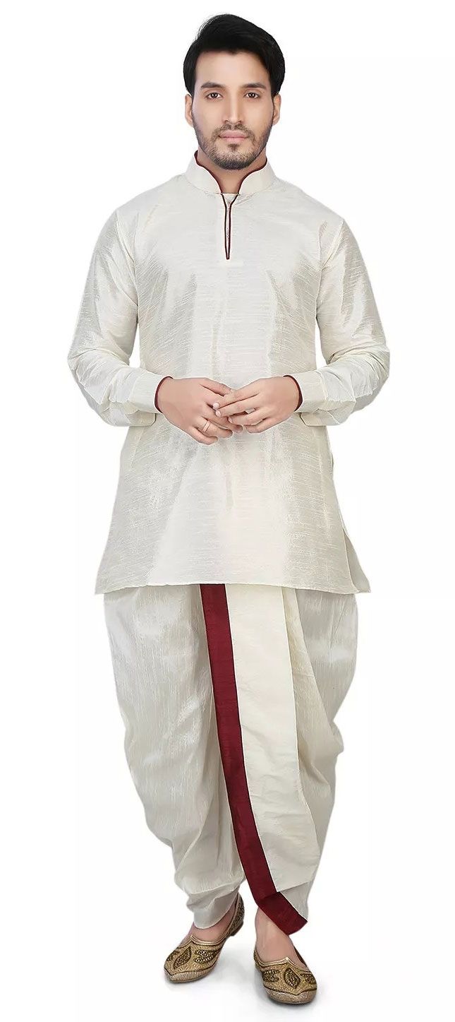 Brown Kurta Dupion Silk Dhoti main image 1