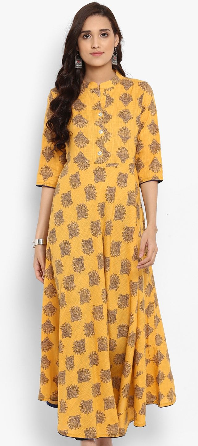 1530498: Casual Yellow color Cotton fabric Kurti