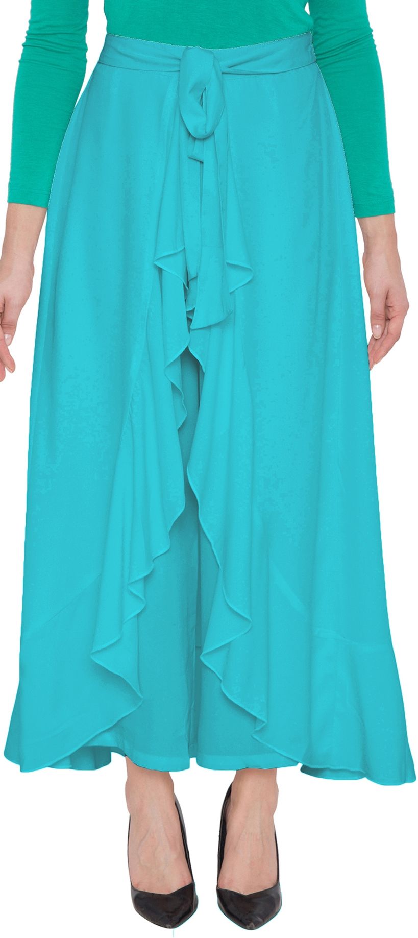Blue Poly Silk Palazzo Straight