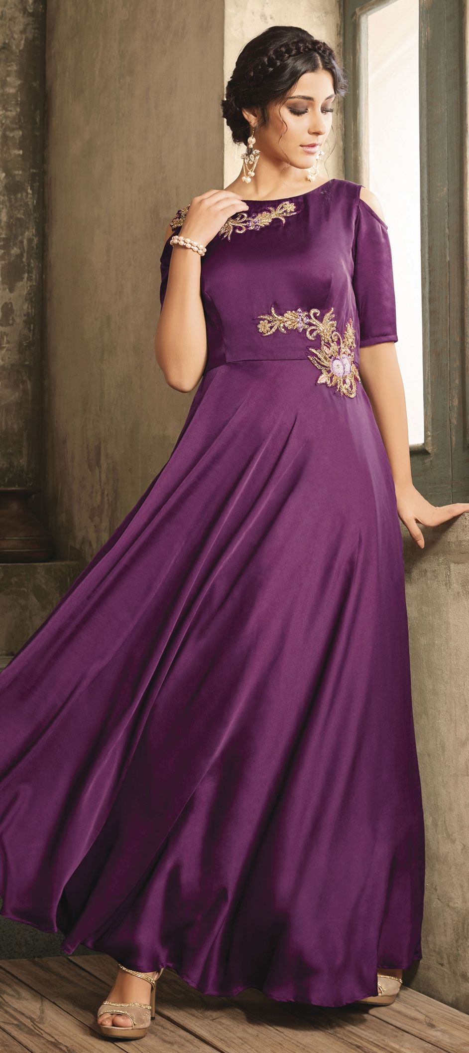 Satin party sales wear gown