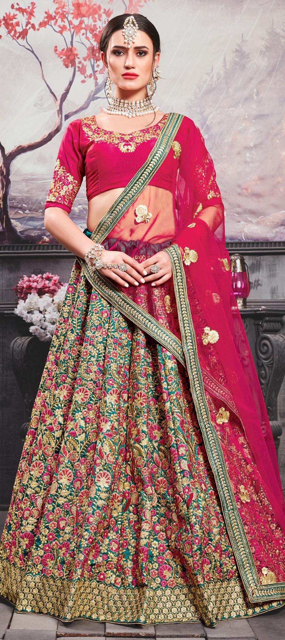 1534188 Wedding Blue color Silk fabric Lehenga