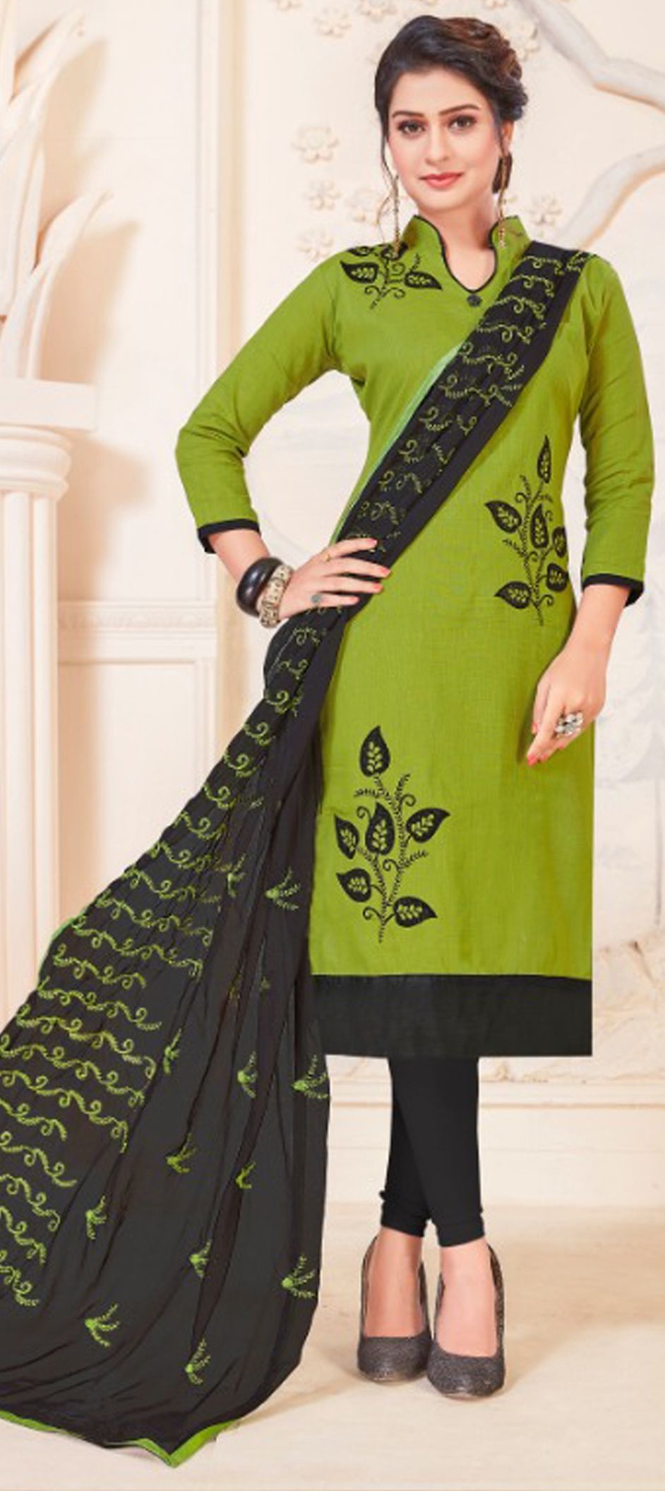Green - Cotton Jacquard Weave Afghani Salwar 12