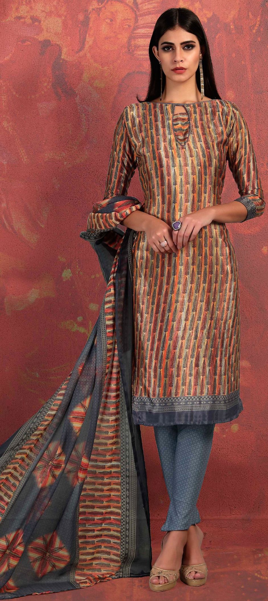 Silk Batik Ready Made Salwar Kameez main image 1