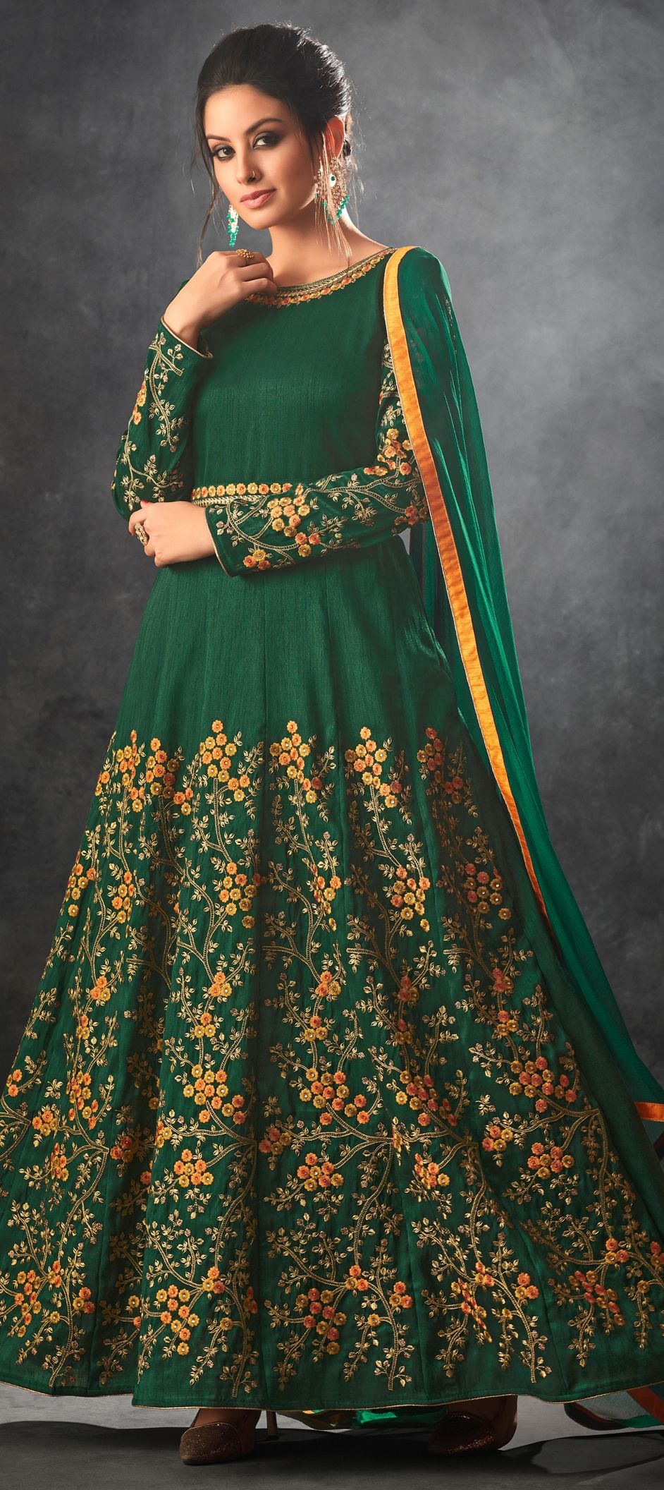 Tissue Silk Party Wear Salwar Suit (Pastel Green)