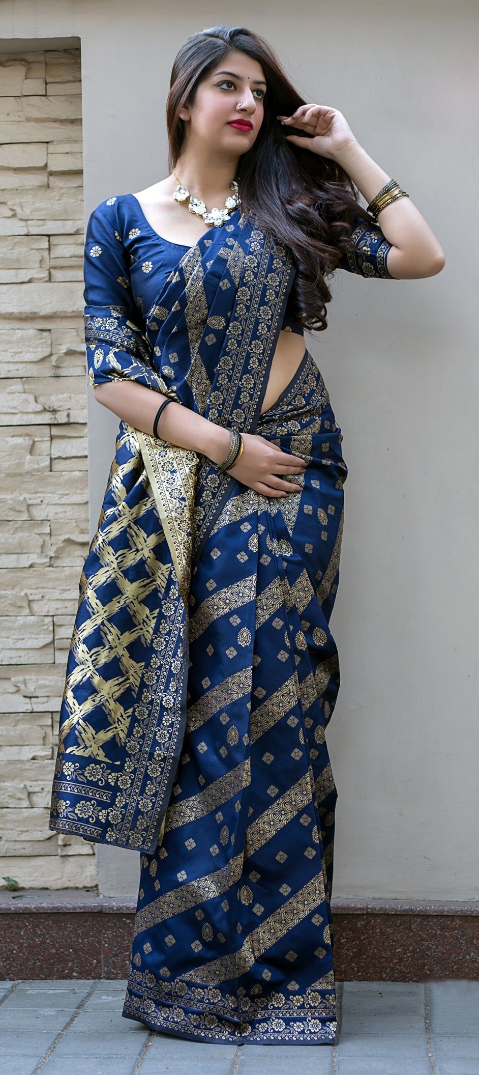 Cotton saree drape - front pallu pleat style, Fashionmate