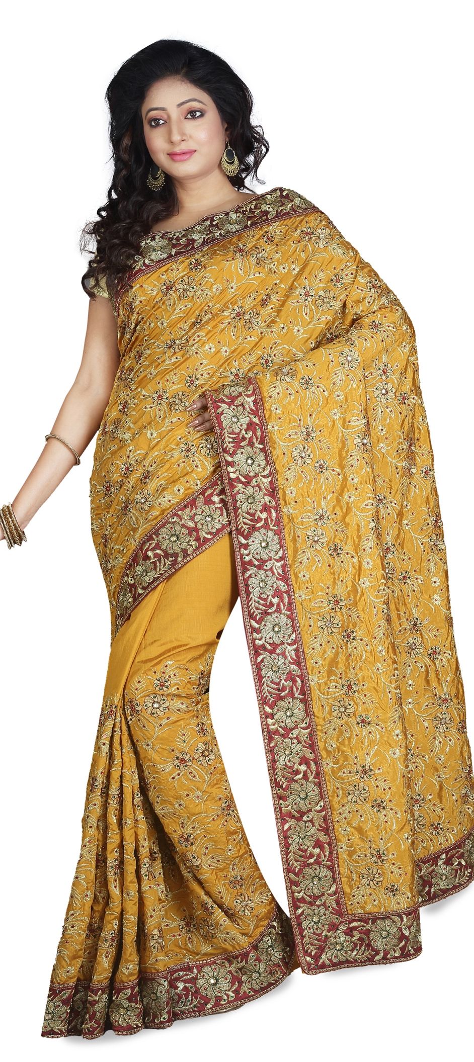 1543293 Traditional Yellow Color Raw Silk Silk Fabric Saree