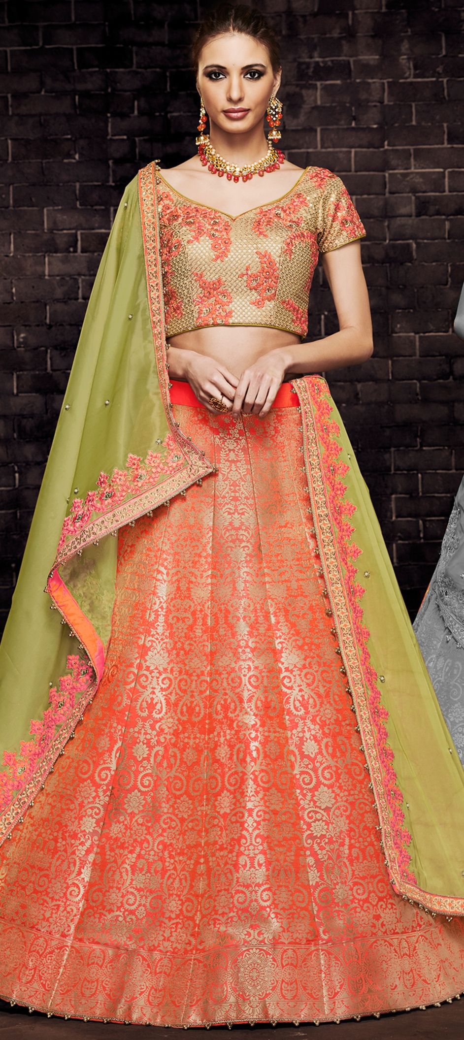 designer lehenga orange colour