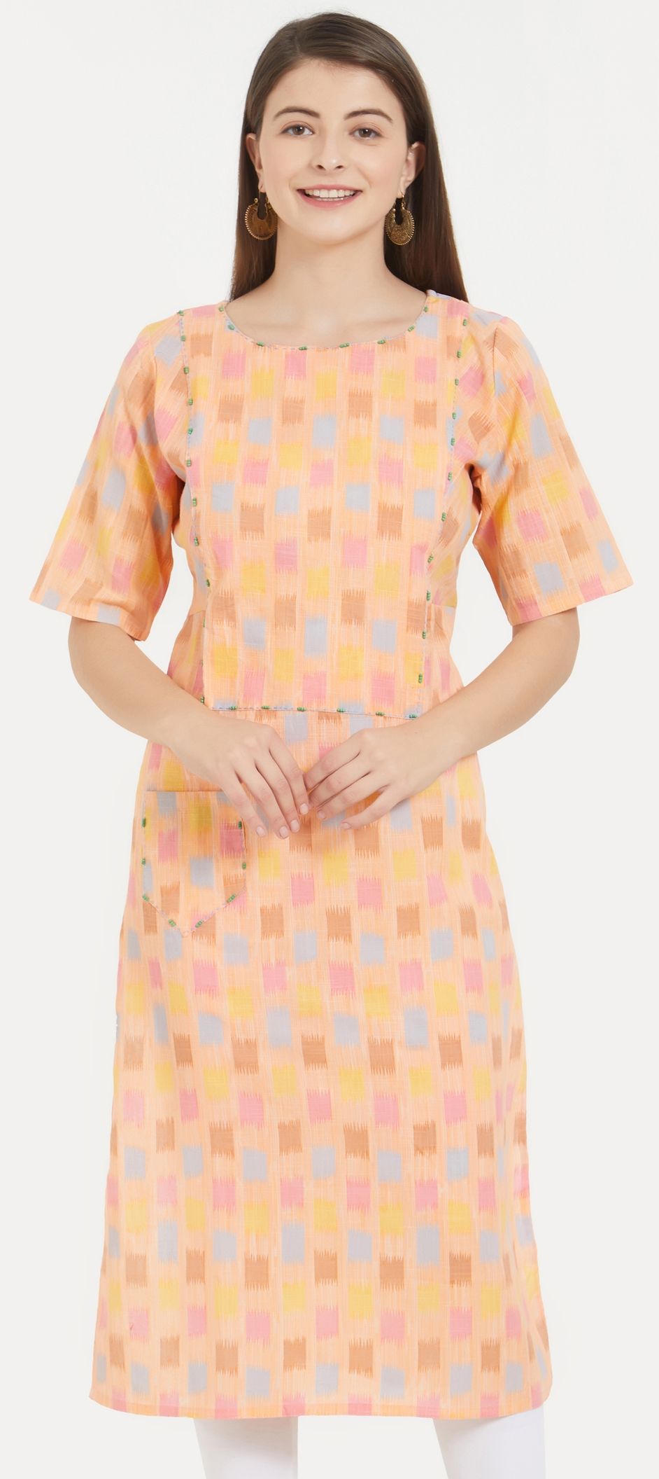 1544461 Casual Multicolor color Cotton fabric Kurti