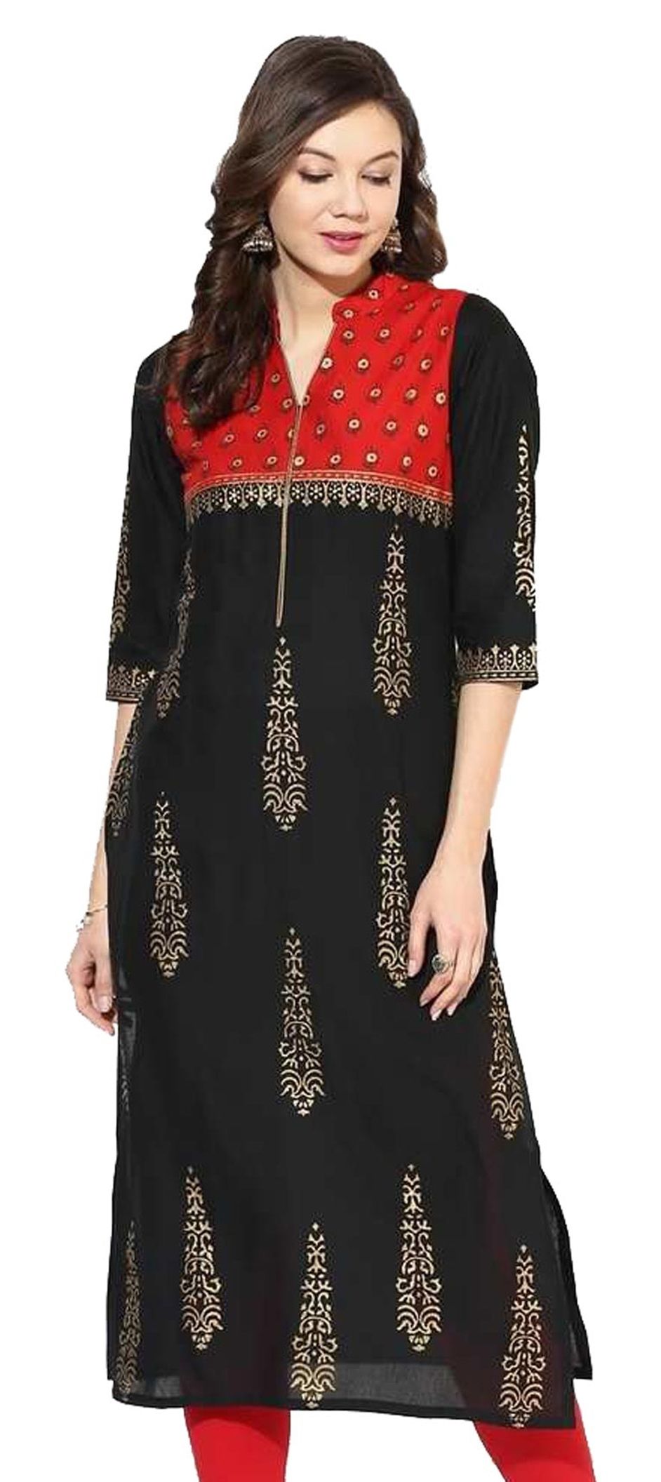 1546343: Casual Black and Grey color Cotton fabric Kurti