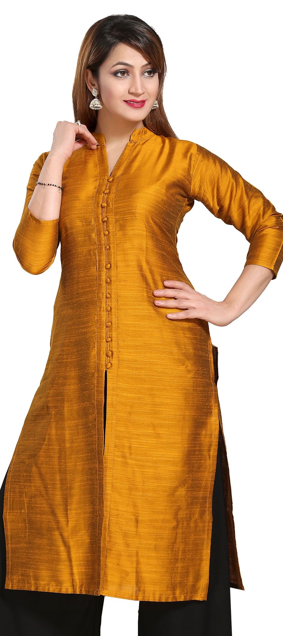 1549044: Casual Gold color Art Silk fabric Kurti