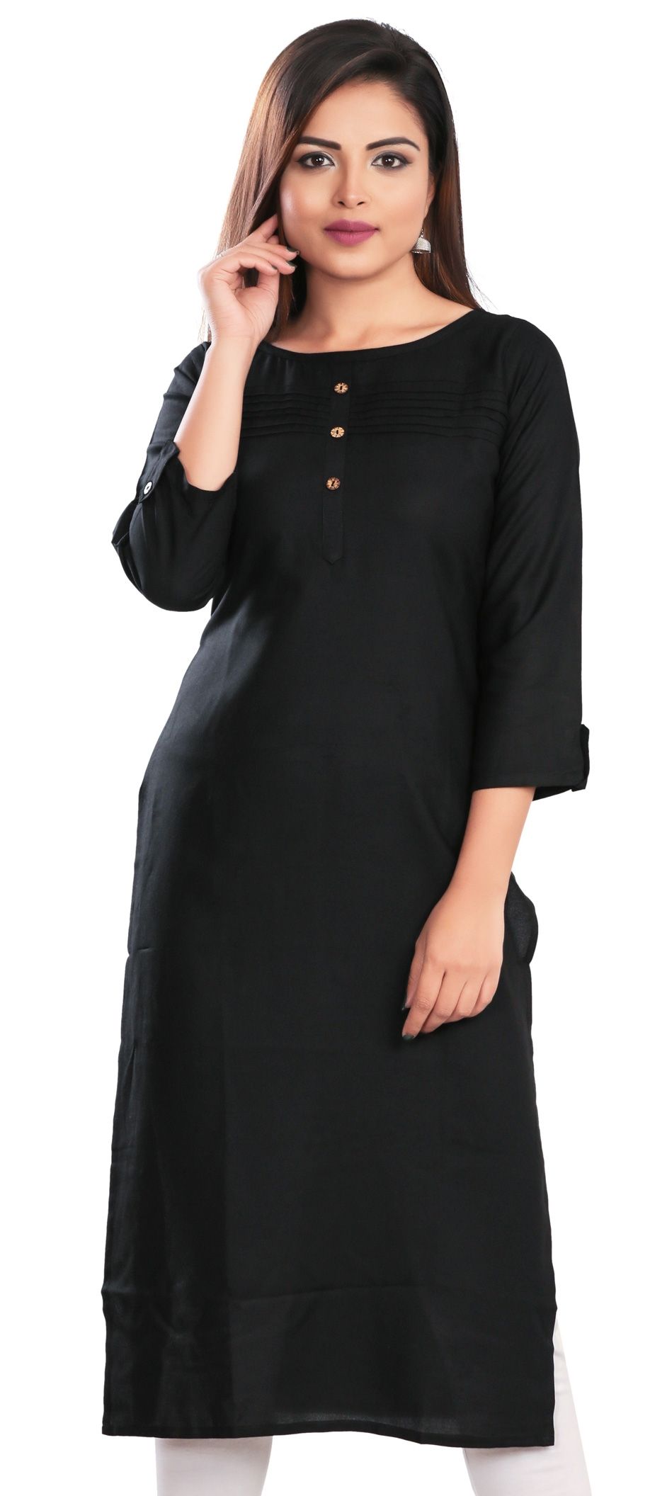 1549049: Casual Black and Grey color Rayon fabric Kurti