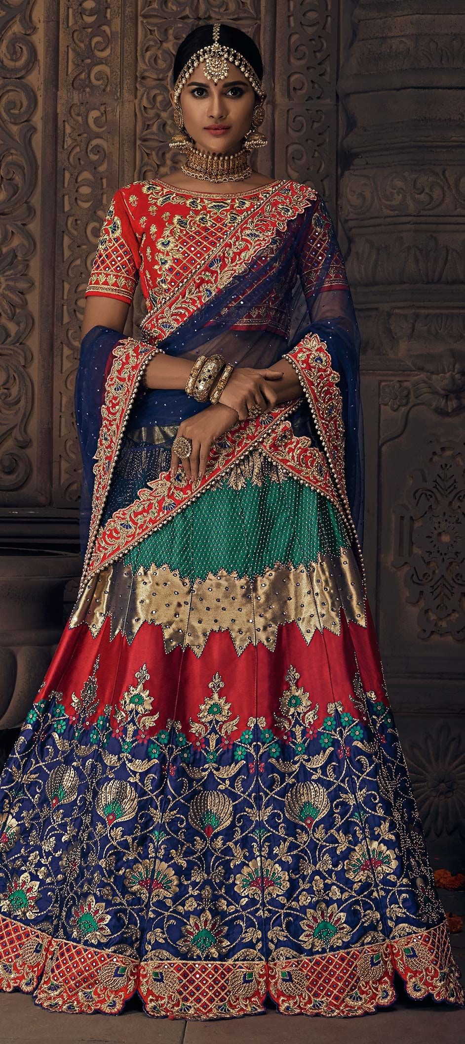 1549849 Wedding Multicolor Color Banarasi Silk Silk Fabric Lehenga 8311