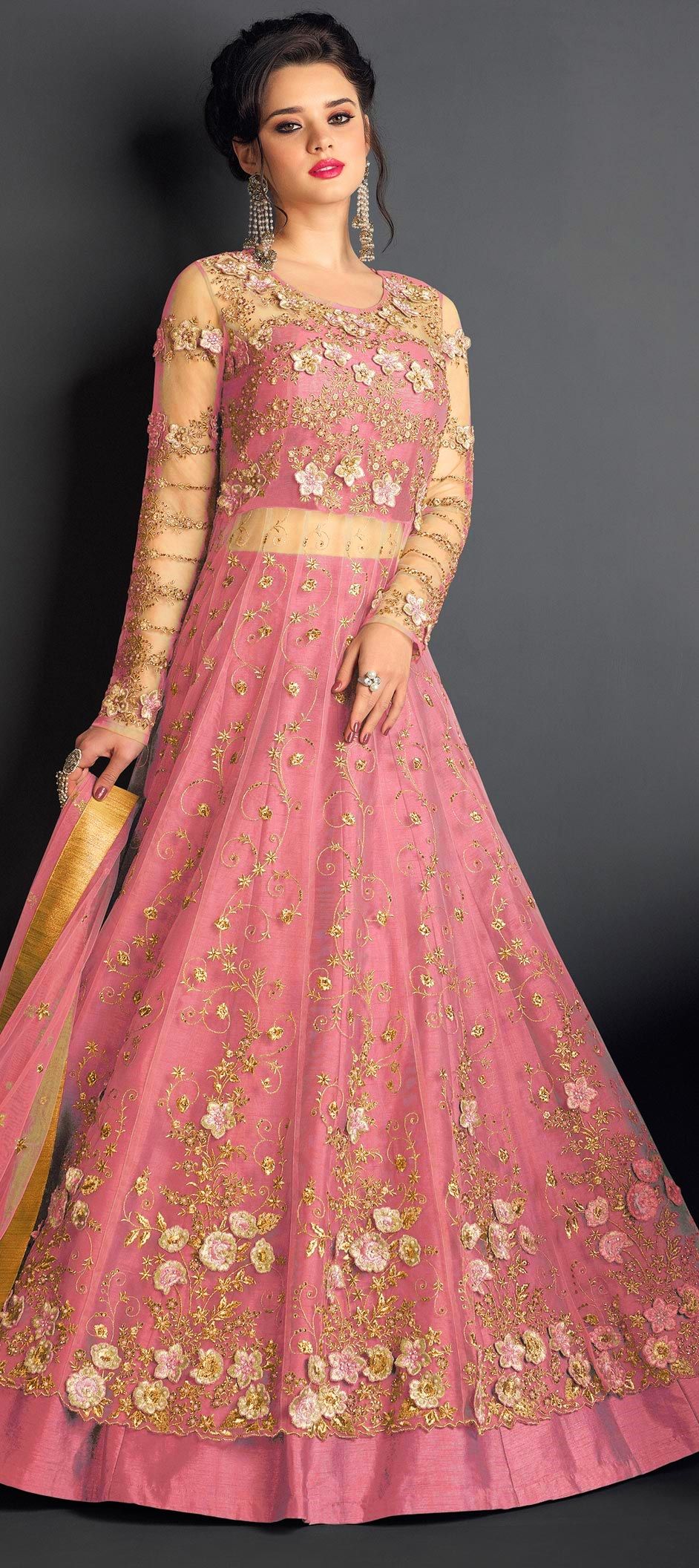 Innovation Rani Pink Color Bridal Wear Georgette Embroidered Work Design  Lehenga Choli at Rs 1899 | Bridal Lehenga Choli | ID: 2850461299848