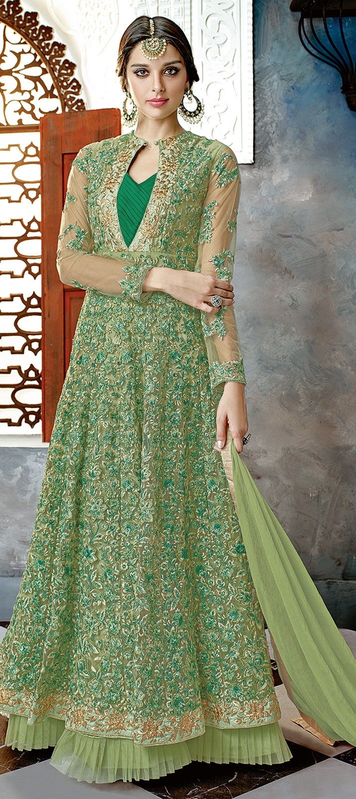 1550790 Wedding Green color Net fabric Salwar Kameez