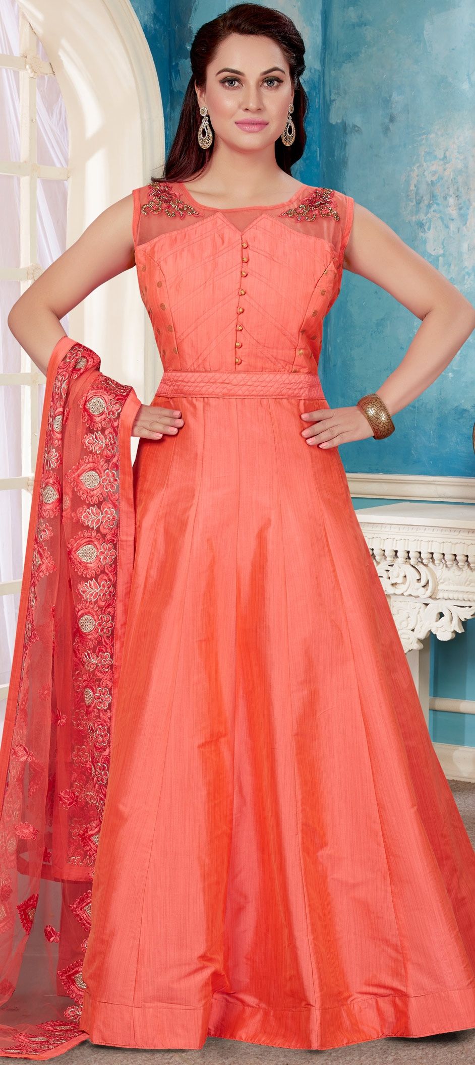 orange and white salwar suit