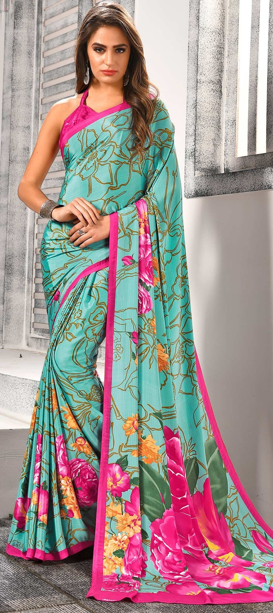 1552475 Traditional Blue Color Crepe Silk Silk Fabric Saree 6619