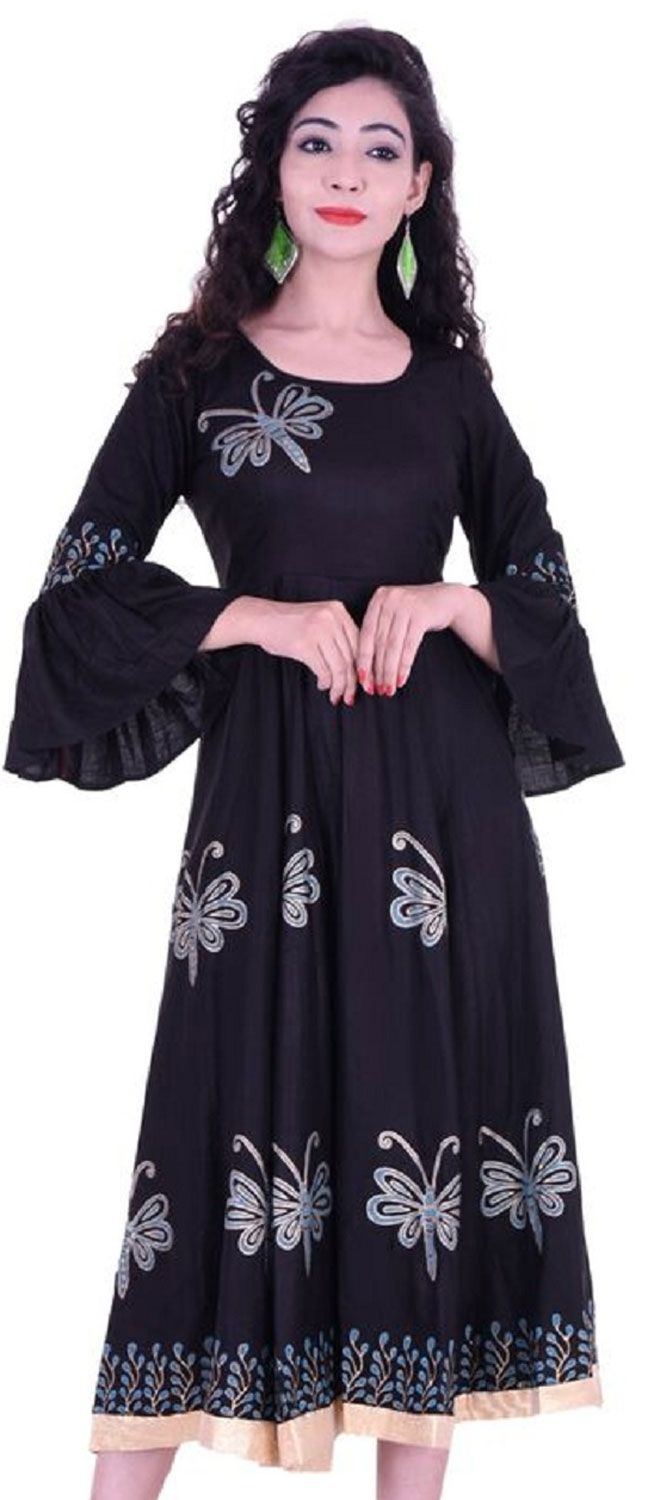 Black Rayon Readymade Western Long Kurti