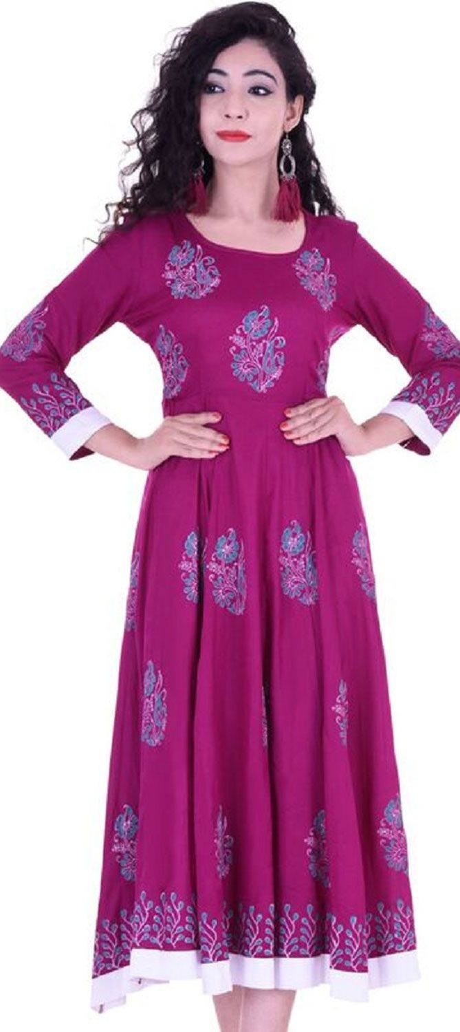 1553062: Casual Purple and Violet color Rayon fabric Kurti