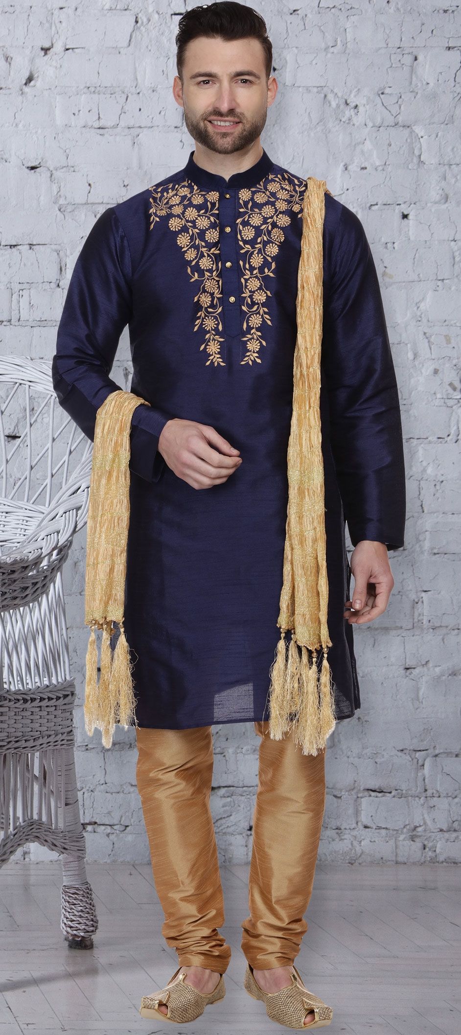 Sky Blue Kurta Dupion Silk Chudidaar