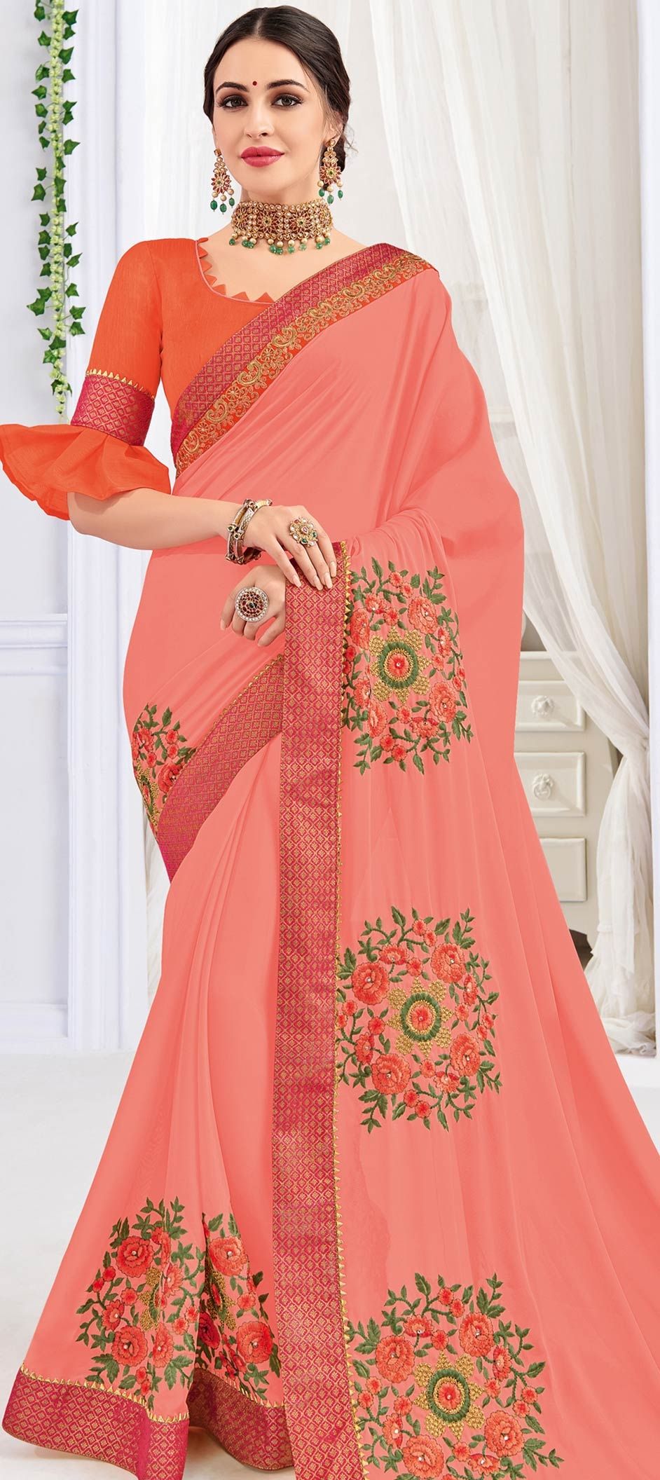 Revelry Contemporary Garbhreshmi Saree main image 1