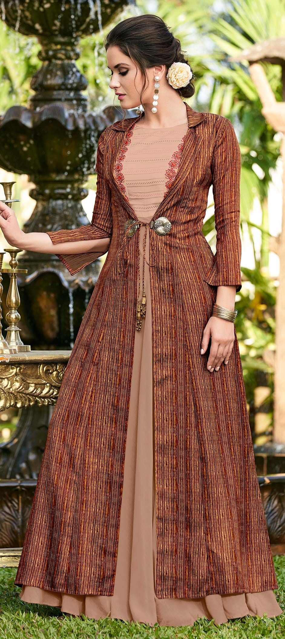 Alison Brown/Yellow Camisole Dress | Dresses | Apparel Brown/Yellow Stripe / L, image size:942x2112