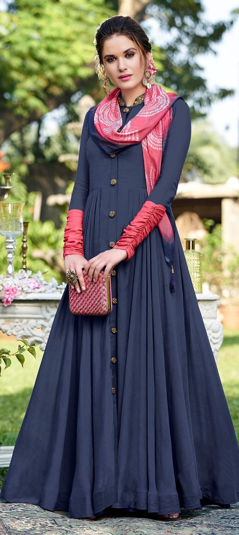 Casual, Party Wear Blue color Cotton fabric Gown 1556663