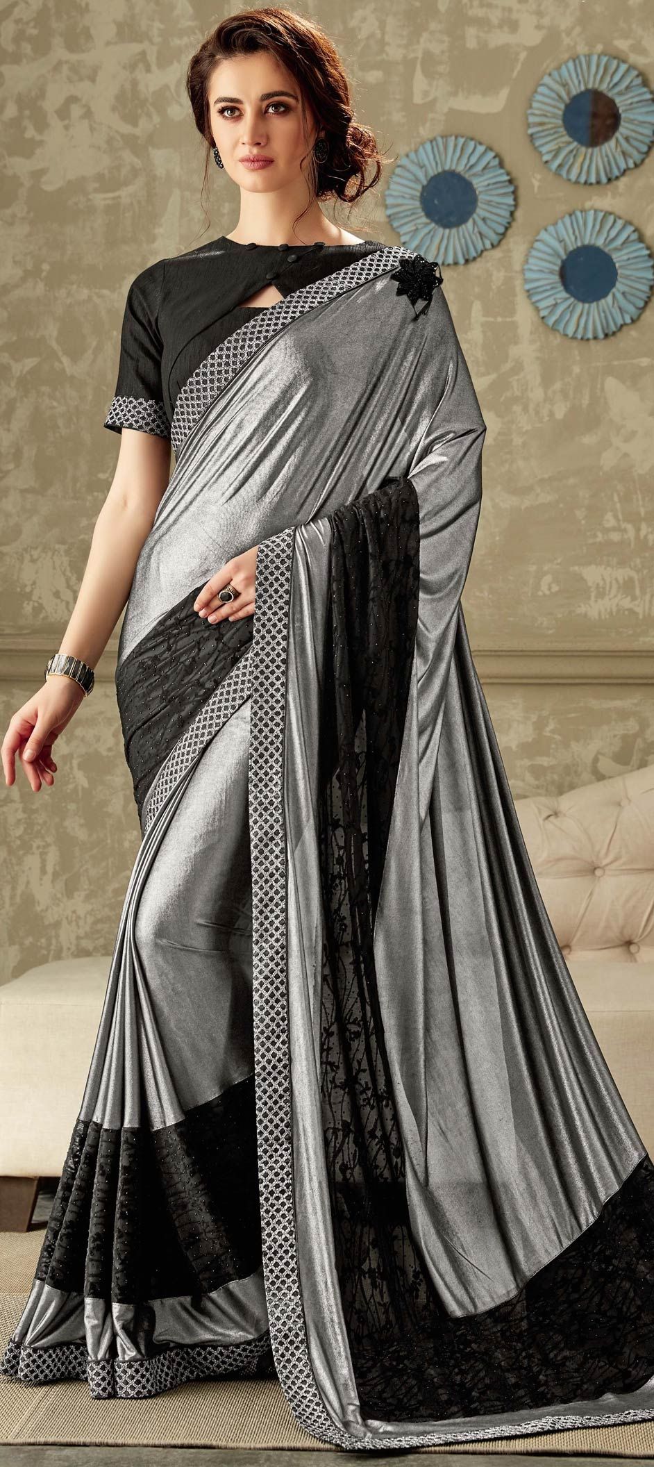 Amazon.com: Sarees For Women Georgette Ruffle - Frill Saree | Ethnic Indian  Gift Traditional Wedding Gift Sari with Unstitched Blouse : Clothing, Shoes  & Jewelry