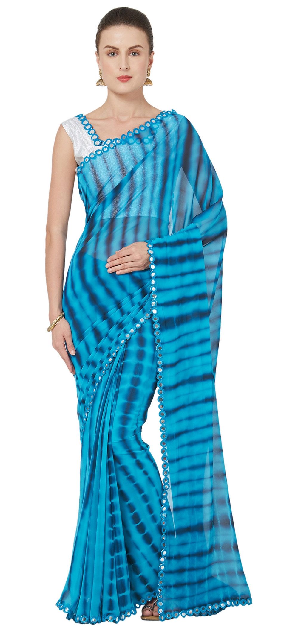 1558909: Casual, Party Wear Blue color Faux Georgette fabric Saree