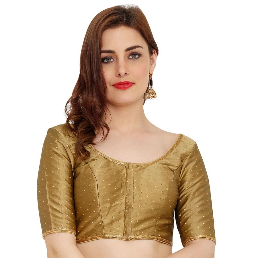 Gold Color Dupion Silk Fabric Blouse 1559600