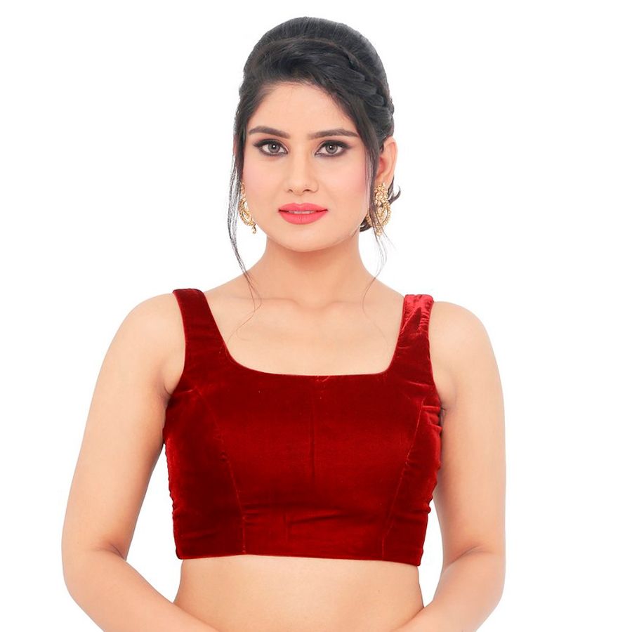 1561293 Red and Maroon color Velvet fabric Blouse