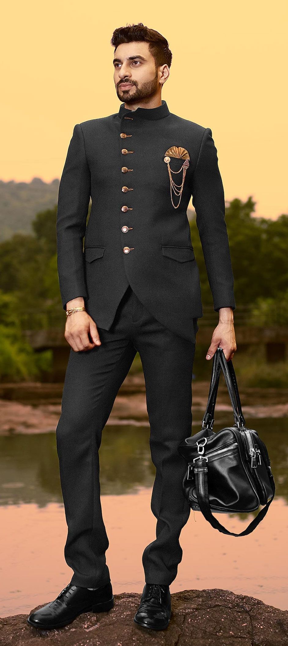 jodhpuri suit black