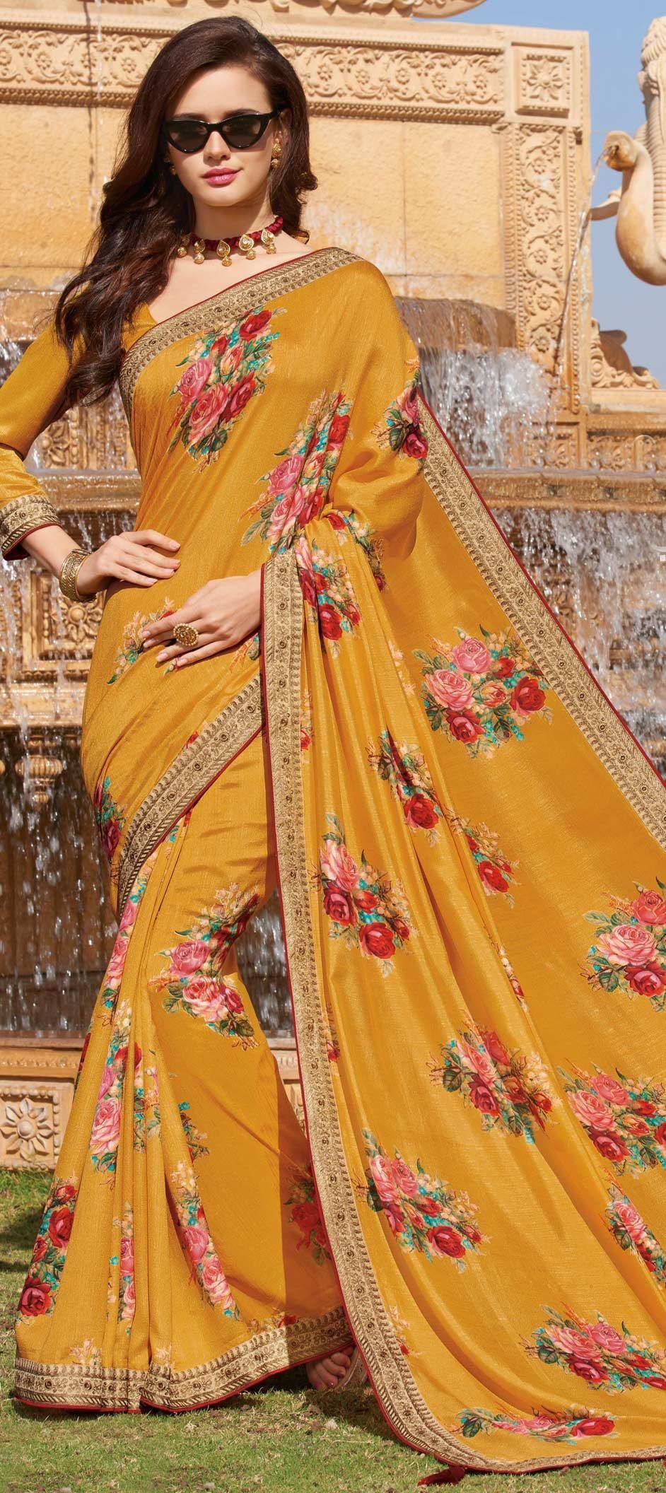 Party Wear Traditional Yellow Color Satin Silk Silk Fabric Saree 1563880 