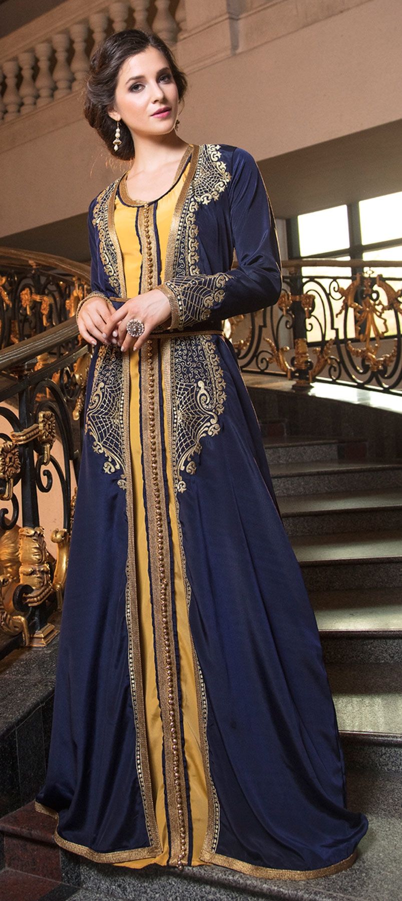 Blue Breeze Silk Crepe Kaftan