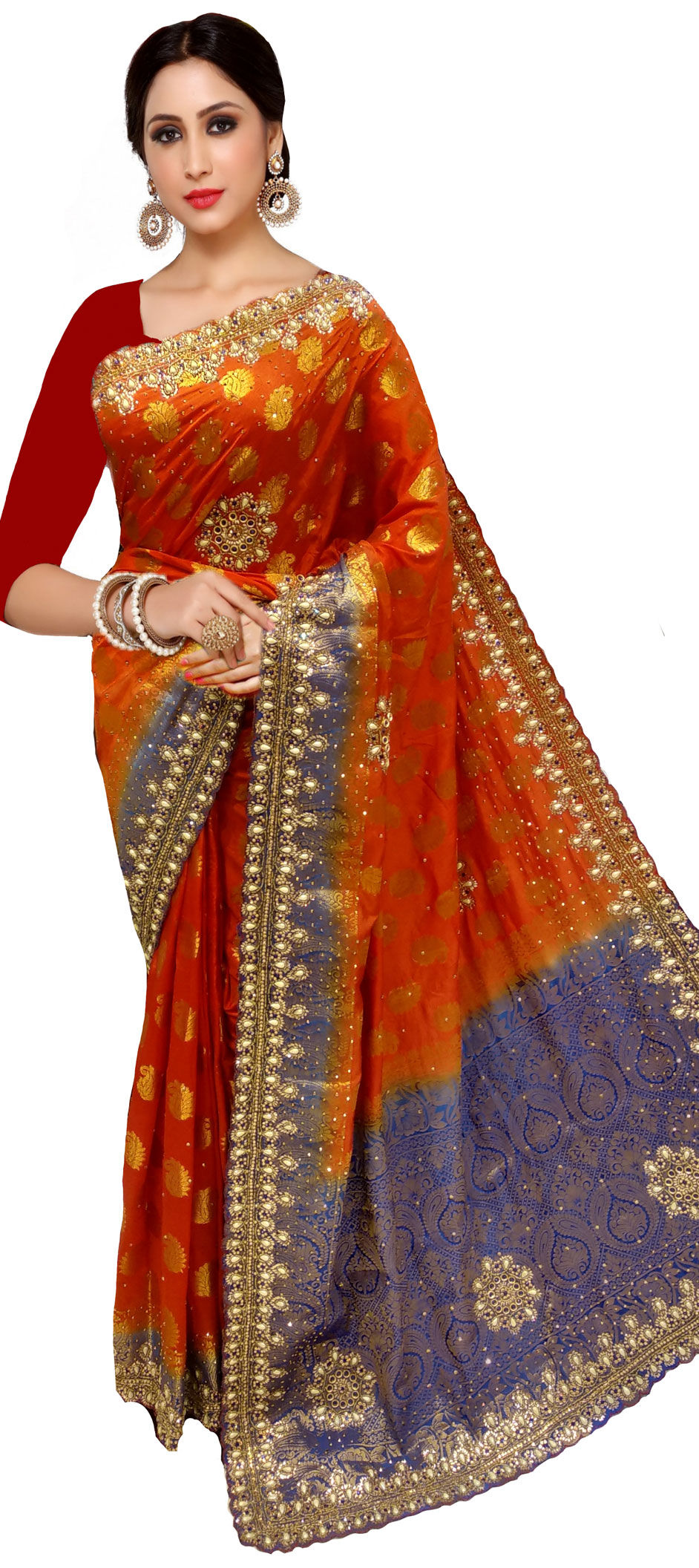 Mehendi Sangeet, Party Wear, Reception, Traditional Orange color