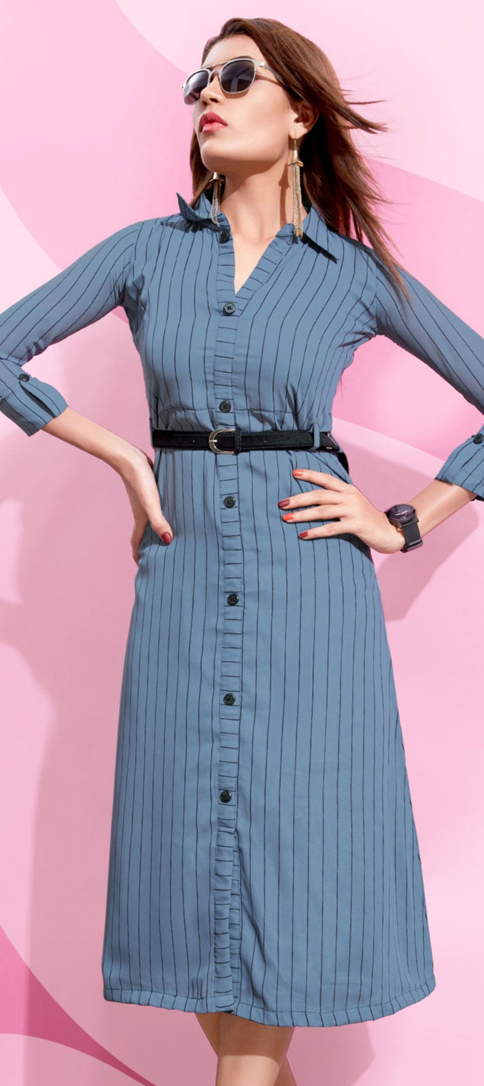 Casual, Party Wear Black and Grey color Georgette fabric Tops and