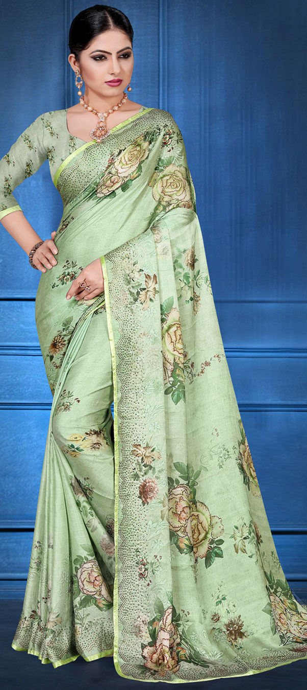 Fancy Fabric Sea Green Festive Party Designer Saree