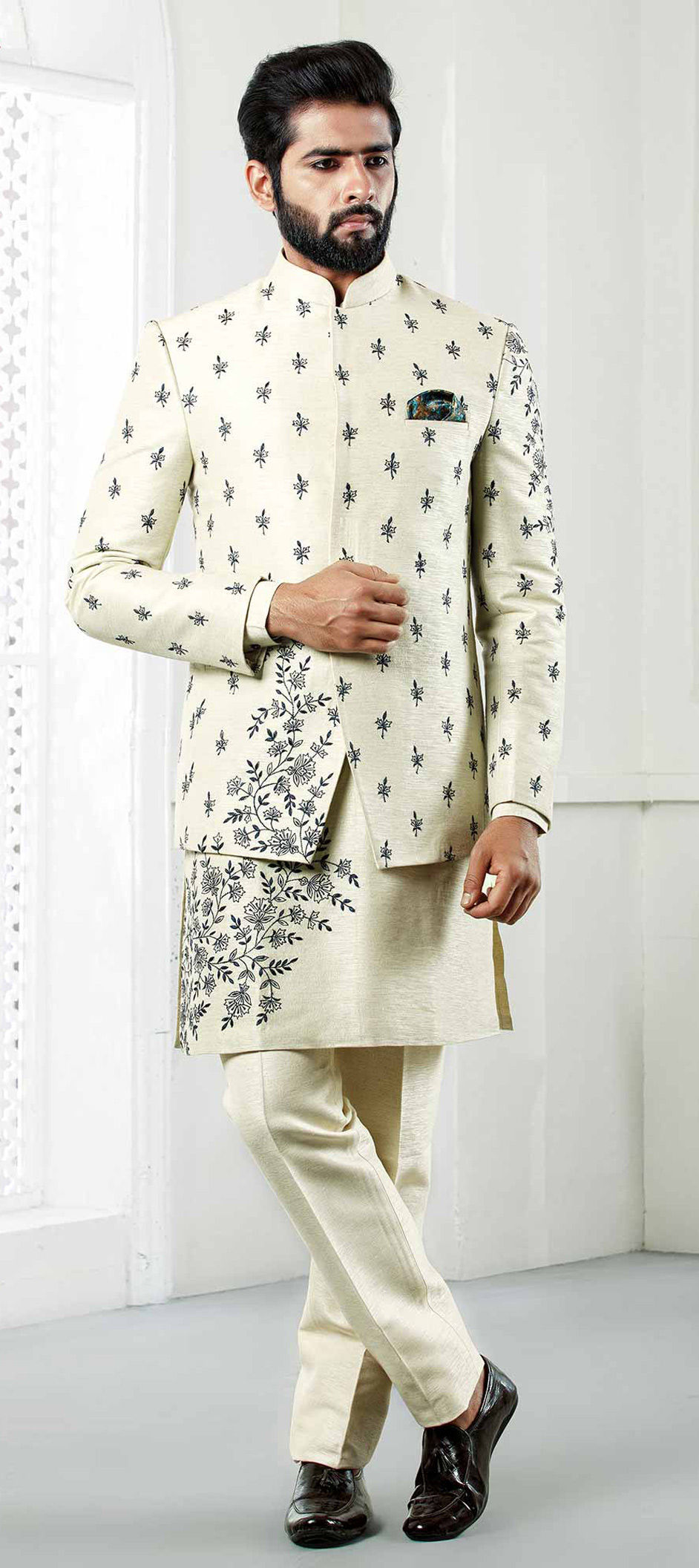 Buy Cinnamon Brown Zari Embroidered Italian Jodhpuri Suit Online | Samyakk
