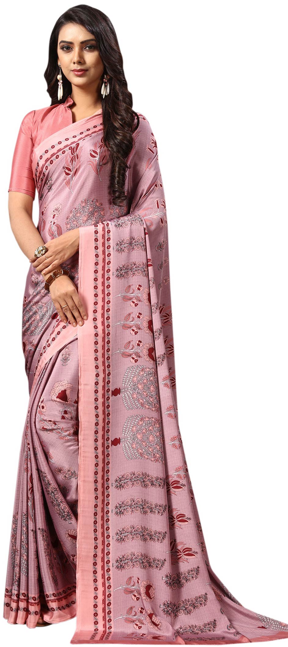 Casual Party Wear Traditional Pink And Majenta Color Crepe Silk Silk Fabric Saree 1567311 2034