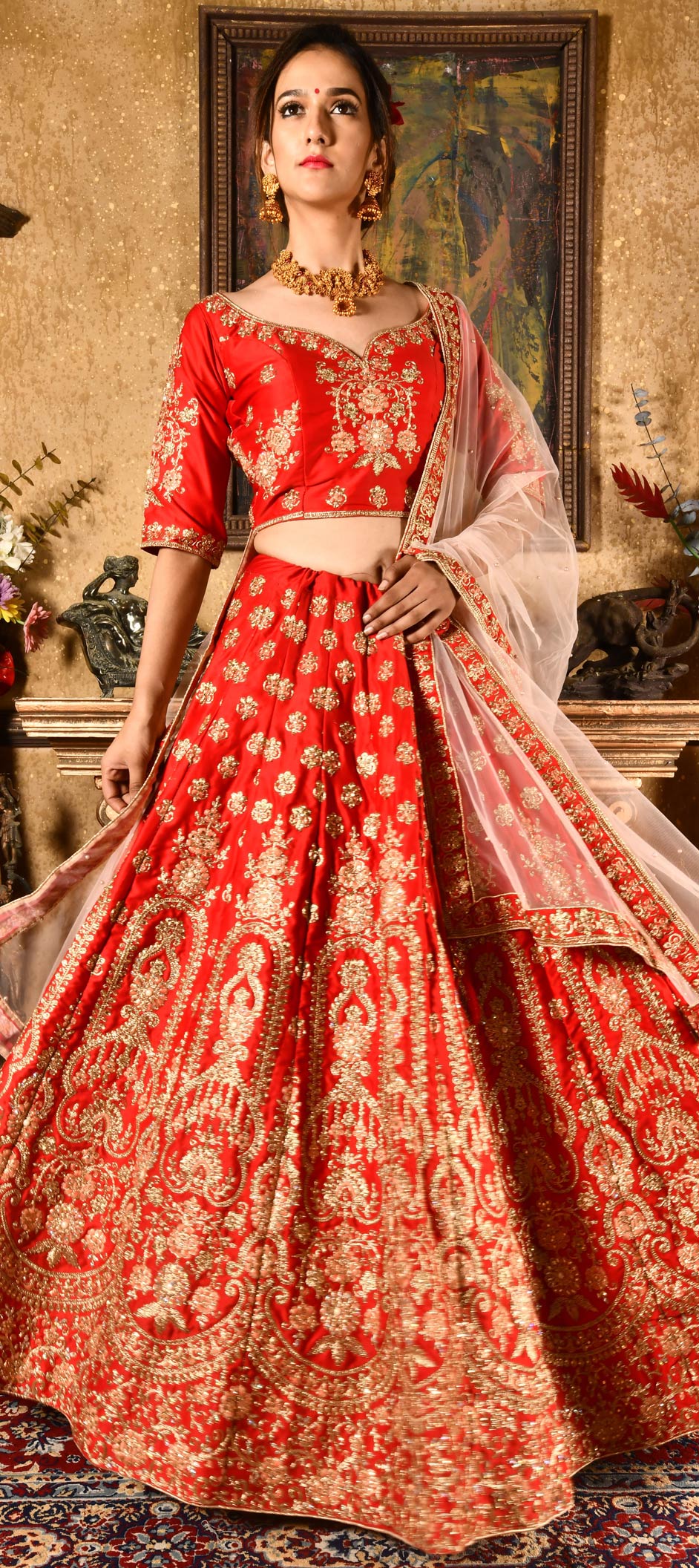 orange bridal lehenga