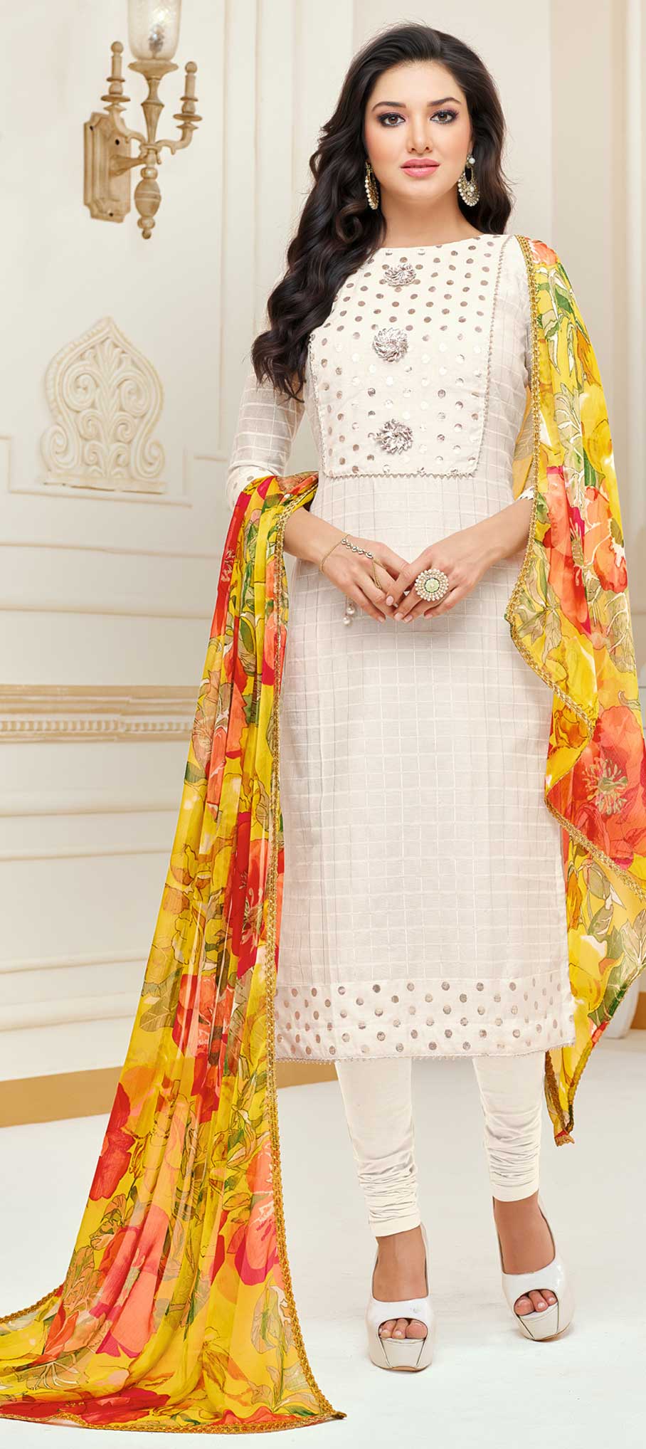 white colour churidar designs