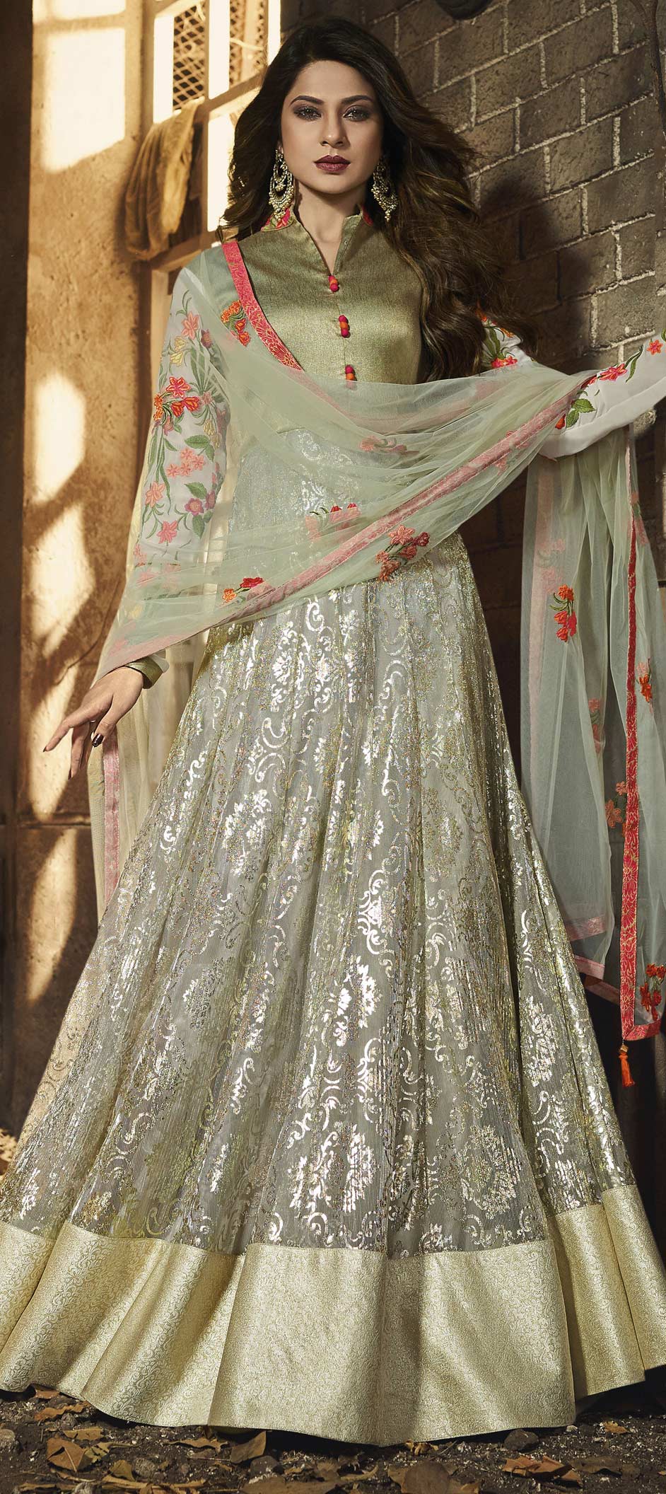 banarasi silk gown dress