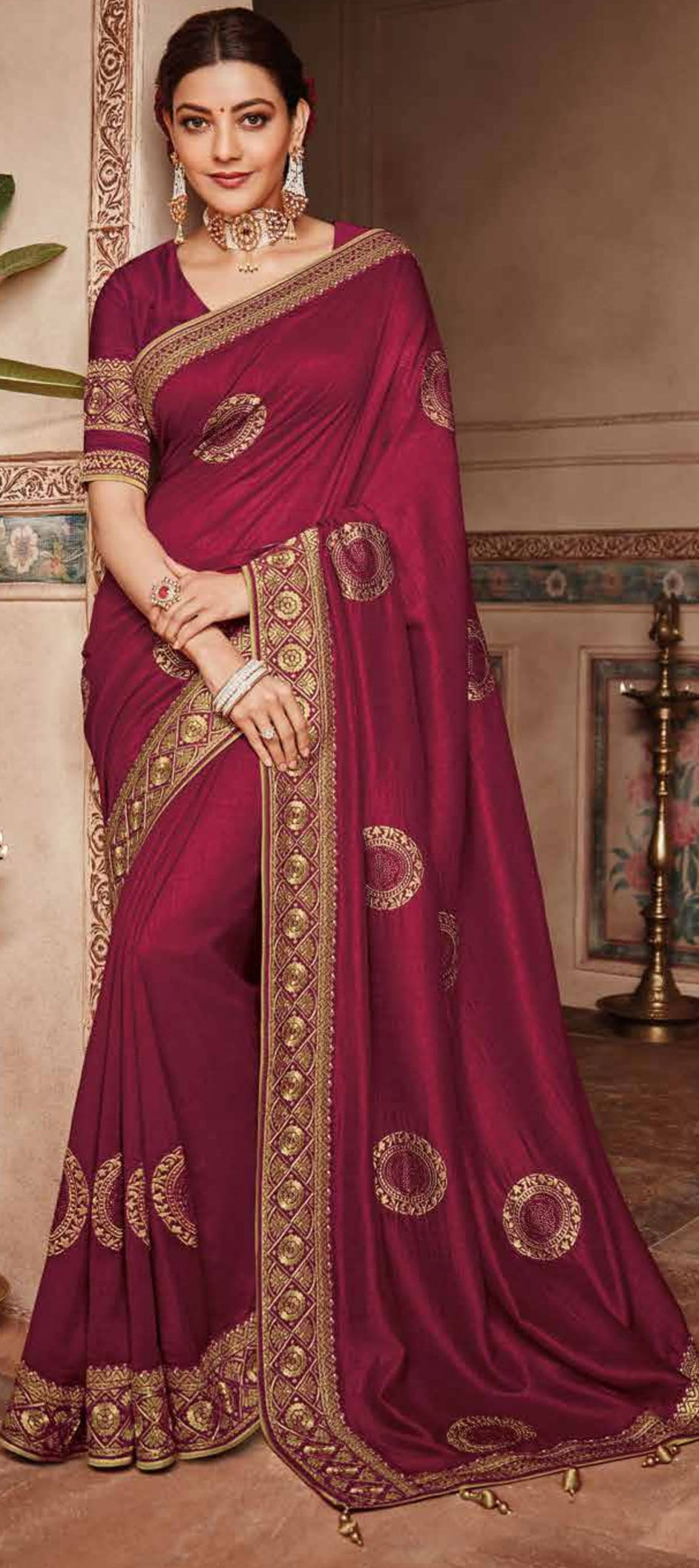 Party Wear, Reception, Traditional Red and Maroon color Art Silk, Silk ...